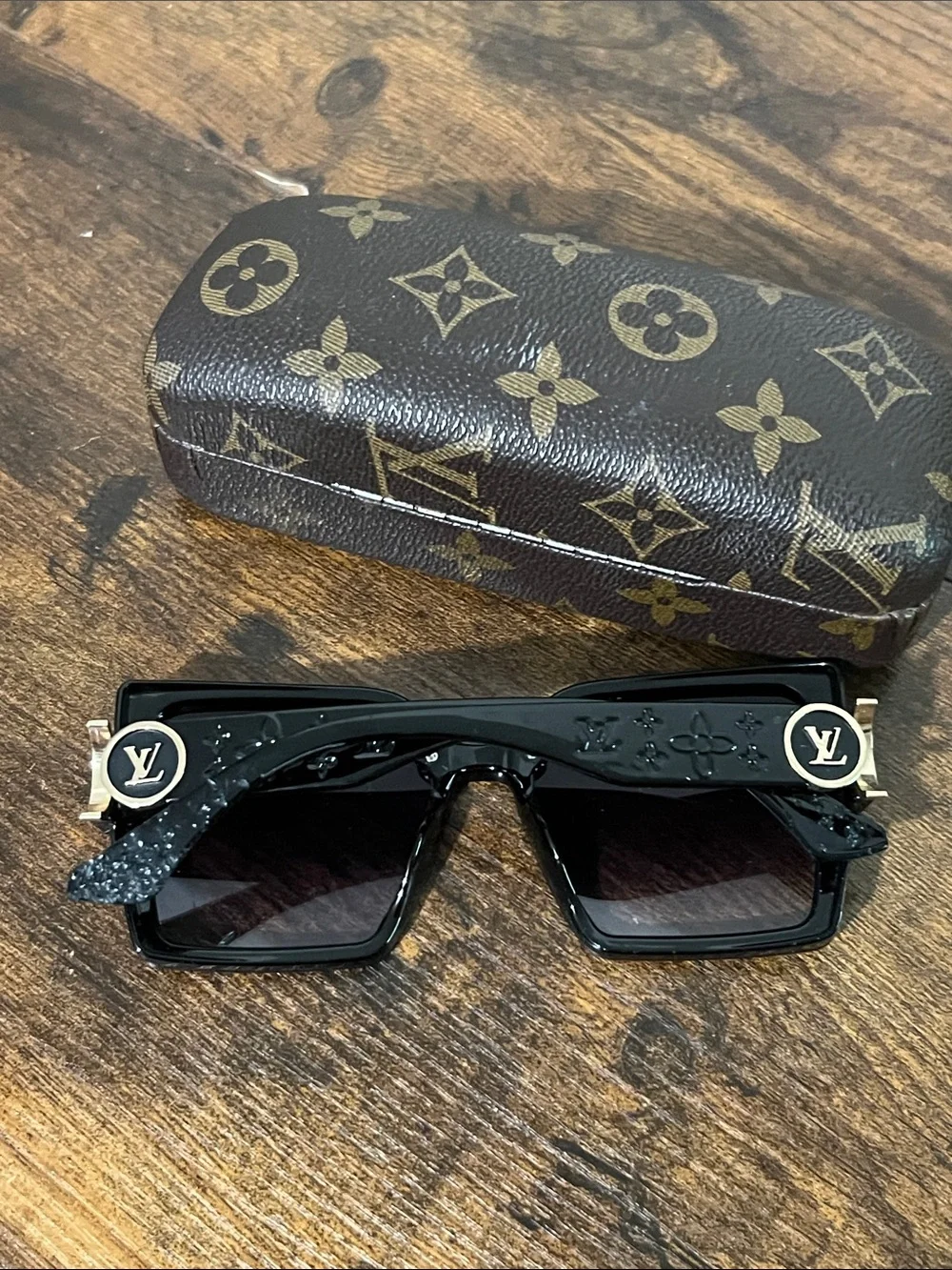 Louis Vuitton Black Sunglasses with Gold LV Medallions